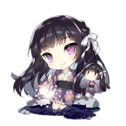 Rule 34 | 2girls, artist request, barefoot, black hair, black sash, blunt bangs, blush, blush stickers, chibi, closed mouth, fairy (girls&#039; frontline), fireworks, fireworks fairy (girls&#039; frontline), floral print, full body, girls&#039; frontline, hair ribbon, holding, holding fireworks, japanese clothes, kimono, long hair, long sleeves, looking at viewer, mole, mole under mouth, multiple girls, obi, official art, pond, print kimono, purple eyes, purple kimono, ribbon, rock, sash, simple background, sitting, sleeves past wrists, smile, soaking feet, sparkler, star (symbol), third-party source, transparent background, very long hair, water, white ribbon, wide sleeves, | |