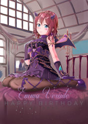 Rule 34 | 1girl, absurdres, alternate hairstyle, an alluring devil (love live!), aqua eyes, artist name, artist request, bare shoulders, bed, black dress, black gloves, black legwear, black wings, blue eyes, blush, bow, bracelet, braid, breasts, brown hair, buttons, candle, center frills, collarbone, curly hair, demon horns, demon tail, demon wings, detached collar, dress, dress bow, earrings, elbow gloves, emma verde, facial mark, facial tattoo, fake demon horns, female focus, freckles, frilled dress, frills, full body, gem, gloves, hair between eyes, heart, heart (symbol), heart earrings, heart necklace, heart print, heart tail, heart tattoo, high heels, highres, horns, indoors, jewelry, lace, lace gloves, long hair, looking at viewer, love live!, love live! nijigasaki high school idol club, love live! school idol festival, love live! school idol festival all stars, medium breasts, miniskirt, necklace, on bed, parted lips, pearl (gemstone), pearl bracelet, pearl necklace, plaid, plaid dress, plaid skirt, pleated, pleated dress, pleated skirt, purple bow, purple detached collar, purple dress, purple footwear, purple high heels, purple ribbon, purple skirt, purple wings, purple wrist cuffs, red hair, ribbon, ribbon-trimmed legwear, ribbon trim, rp0ku, rpku, rpku (pixiv21269133), short hair, skirt, sleeveless, sleeveless dress, smile, solo, striped clothes, striped dress, striped skirt, tail, tattoo, vertical-striped clothes, vertical-striped dress, vertical-striped skirt, window, wing earrings, wings, wrist cuffs