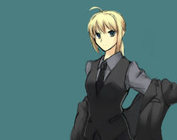 Rule 34 | artoria pendragon (all), artoria pendragon (fate), bad id, bad pixiv id, blonde hair, chiou (iko), fate/stay night, fate/zero, fate (series), formal, necktie, pant suit, pants, ponytail, saber (fate), simple background, sketch, solo, suit, waistcoat