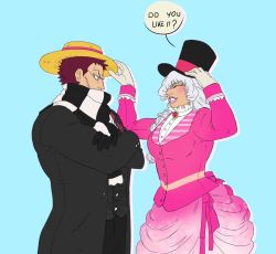 Rule 34 | 1boy, 1girl, age difference, brother and sister, charlotte katakuri, charlotte smoothie, one piece, siblings, smile, victorian clothes, victorian dress