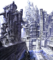Rule 34 | blue theme, building, city, highres, magu, maguon, monochrome, no humans, scenery, water