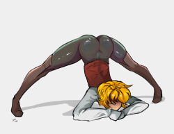 Rule 34 | 1boy, blonde hair, boots, highres, jack-o&#039; challenge, male focus, solo, tight clothes, top-down bottom-up