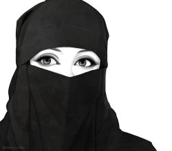 Rule 34 | 1girl, eye focus, eyebrows, eyelashes, female focus, greyscale, headwear request, hijab, monochrome, niqab, original, patterned, poaro, portrait, realistic, simple background, solo, traditional clothes, twitter username, veil, white background
