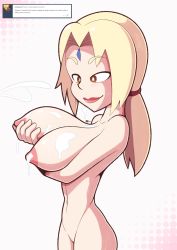 Rule 34 | artist name, blonde hair, breasts, cleft of venus, cum, cum on body, cum on breasts, cum on upper body, ejaculation, highres, huge breasts, naruto (series), nude, pussy, signature, supersegasonicss, tsunade (naruto), uncensored