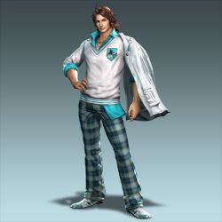 Rule 34 | 1boy, alternate costume, brown eyes, brown hair, closed mouth, full body, gradient background, hand on own hip, jewelry, male focus, necklace, shin sangoku musou, sima zhao, simple background, solo, standing