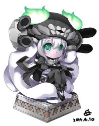 Rule 34 | 10s, 1girl, abyssal ship, bad id, bad pixiv id, bodysuit, cape, chibi, hair between eyes, kantai collection, shiratama dango, silver hair, staff, wo-class aircraft carrier