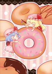 Rule 34 | 2girls, :d, ^ ^, bad id, bad pixiv id, bat wings, blonde hair, blue hair, chibi, closed eyes, doughnut, eating, closed eyes, flandre scarlet, food, hat, kokumo an&#039;yo, long hair, looking at another, luce (3lil), mob cap, multiple girls, open mouth, remilia scarlet, short hair, side ponytail, smile, touhou, wings, | |