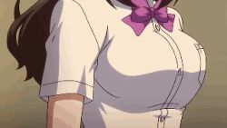 Rule 34 | animated, animated gif, bouncing breasts, breasts, jitaku keibiin, katsuragi yuki, large breasts, lowres, school uniform