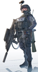 Rule 34 | 1girl, airburst grenade launcher, alliant techsystems, ammunition pouch, assault rifle, baton (weapon), black footwear, black hat, black pants, body armor, bolt action, boots, brown hair, bulletproof vest, bullpup, carbine, carl gustaf 8.4cm recoilless rifle, carl gustaf recoilless rifle, carl gustaf stads gevarsfaktori, combat boots, combat helmet, commentary, computerized scope, contraves brashear systems, daewoo k11, daito, first aid kit, full body, gloves, grenade launcher, gun, hair between eyes, hair bun, handgun, hat, hazard symbol, headgear, headphones, heckler &amp; koch, helmet, highres, holding, holding gun, holding weapon, holster, holstered, huge weapon, l-3 communications corporation, l3 technologies, long gun, looking at viewer, looking to the side, magazine (weapon), mask, military program, modular weapon system, mouth mask, multi-weapon, multiple-barrel firearm, night-vision device, night vision device, objective individual combat weapon (military program), objective infantry combat weapon (military program), original, pants, police, police hat, police uniform, policewoman, pouch, precision-guided firearm, prototype design, radio, rifle, rocket launcher, saab bofors dynamics, scope, selectable assault battle rifle (military program), semi-automatic firearm, semi-automatic grenade launcher, short-barreled rifle, sight (weapon), simple background, smart scope, smoke grenade, solo, suppressor, swept bangs, tactical clothes, telescopic sight, thermal weapon sight, thigh pouch, transforming weapon, trigger discipline, under-barrel configuration, underbarrel assault rifle, underbarrel rifle, uniform, weapon, white background, xm104 (smart scope), xm29 oicw
