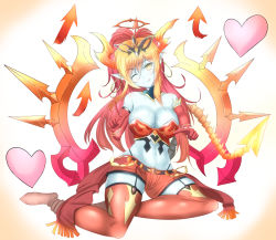 Rule 34 | + +, 1girl, :q, ;q, blue skin, breasts, cleavage, colored skin, demon girl, elbow gloves, gloves, hera-ur (p&amp;d), hera (p&amp;d), large breasts, multicolored hair, noeomi, one eye closed, orange hair, ponytail, puzzle &amp; dragons, red hair, shorts, solo, thighhighs, tongue, tongue out, yellow eyes, zettai ryouiki