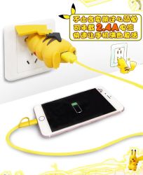 Rule 34 | 1other, animal ears, cellphone, charger, creatures (company), electricity, game freak, gen 1 pokemon, merchandise, nintendo, no humans, phone, pikachu, plug, pokemon, pokemon (creature), real life, sexually suggestive, simple background, tail, text focus, translation request, usb, electrical outlet, white background