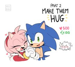 Rule 34 | 1boy, 1girl, 1other, ahoge, amy rose, animal ears, animal nose, arrow (symbol), artist name, bare shoulders, blue fur, blush, bracelet, cat ears, closed eyes, commentary, covering face, dress, english commentary, english text, eyelashes, flying sweatdrops, furry, furry female, furry male, gloves, gold bracelet, green eyes, hair ornament, hairband, hand up, hands on own face, hands up, heart, hedgehog, hedgehog ears, hedgehog girl, hedgehog tail, hetero, holding, holding hands, jewelry, kiioki11, looking at viewer, meme, open mouth, pink fur, red dress, red hairband, short hair, short twintails, simple background, sleeveless, sleeveless dress, smile, sonic (series), sonic the hedgehog, standing, tail, tongue, twintails, twitter strip game (meme), white background, white gloves