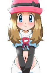 Rule 34 | 1girl, blonde hair, blue eyes, cosplay, creatures (company), game freak, hainchu, highres, jessie (pokemon), jessie (pokemon) (cosplay), long hair, nintendo, pokemon, pokemon (anime), pokemon xy, serena (pokemon)