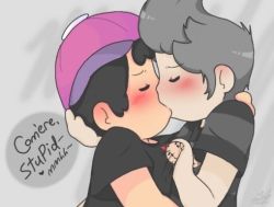 Rule 34 | 2boys, blush, closed eyes, hat, hug, kiss, lucas (mother 3), male focus, mother (game), mother 2, mother 3, multiple boys, ness (mother 2), nintendo, tagme, text focus, yaoi