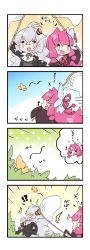 Rule 34 | !?, &gt; &lt;, 0 0, 2girls, 4koma, :d, ^^^, animal, antenna hair, black jacket, blue sky, braid, breasts, brown dress, brown sleeves, bug, butterfly, butterfly net, closed eyes, comic, commentary request, day, detached sleeves, dress, grey dress, hair between eyes, hair ornament, hair ribbon, hand net, highres, holding, insect, jacket, kizuna akari, kotonoha akane, large breasts, long hair, long sleeves, low twintails, milkpanda, multiple girls, open clothes, open jacket, open mouth, outdoors, pink hair, profile, puffy long sleeves, puffy sleeves, red ribbon, ribbon, silver hair, sky, sleeveless, sleeveless dress, sleeves past wrists, smile, surprised, sweat, teardrop, twin braids, twintails, v-shaped eyebrows, very long hair, vocaloid, voiceroid, wide sleeves, xd
