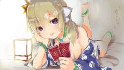 Rule 34 | 1girl, card, holding, holding card, indoors, kafuru (senran kagura), senran kagura, solo, tagme, thighs, yaegashi nan