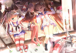 Rule 34 | 10s, 3girls, :3, :o, amatsukaze (kancolle), bad id, bad pixiv id, bed, black panties, blonde hair, blush, brown eyes, brown hair, can, chestnut mouth, closed eyes, crop top, dress, elbow gloves, food, garter straps, gloves, green eyes, hair ribbon, hair tubes, highleg, highleg panties, innertube, kantai collection, long hair, lying, microskirt, multiple girls, natuna natu, navel, neckerchief, on back, on bed, on side, one eye closed, panties, popsicle, rensouhou-chan, ribbon, sexually suggestive, shimakaze (kancolle), short hair, silver hair, sitting, skirt, striped clothes, striped legwear, striped thighhighs, swim ring, thighhighs, twintails, two side up, underwear, white dress, white gloves, white panties, yukikaze (kancolle), | |, || ||