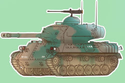 Rule 34 | absurdres, armored vehicle, artist request, bad id, bad pixiv id, caterpillar tracks, commentary request, green background, gun, highres, machine gun, military, military vehicle, motor vehicle, no humans, original, tank, type 61 (tank), vehicle focus, weapon