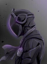 Rule 34 | androgynous, bondrewd, from side, gender request, glowing, gradient background, grey background, grey neckwear, highres, made in abyss, mask, profile, purple theme, solo, toshizou (0714), whistle
