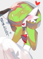 Rule 34 | 2girls, ^ ^, akari (pokemon), alpha pokemon, arrow (symbol), blush, bob cut, chikichi, closed eyes, colored skin, creatures (company), disembodied hand, female focus, flat chest, game freak, gardevoir, gen 3 pokemon, green hair, green skin, grey background, hair over one eye, hands on own cheeks, hands on own face, hands up, happy, heart, highres, japanese text, knees up, long sleeves, multicolored skin, multiple girls, nintendo, one eye covered, open mouth, pokemon, pokemon (creature), pokemon legends: arceus, short hair, simple background, sitting, sketch, smile, solo focus, translation request, two-tone skin, white skin