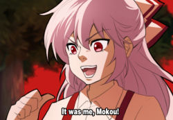 Rule 34 | 1girl, :d, bow, chinese commentary, commentary request, dio brando, english text, fujiwara no mokou, hair bow, hand up, jojo no kimyou na bouken, jokanhiyou, kono dio da (meme), long hair, lowres, meme, open mouth, outdoors, pink hair, red eyes, red sky, shirt, sidelocks, sky, smile, solo, too bad! it was just me! (meme), touhou, upper body, v-shaped eyebrows, white bow, white shirt