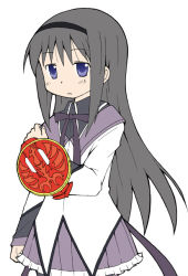 10s 1girl akemi_homura akemi_homura_(magical_girl) black_hair female_focus hairband kamen_rider kamen_rider_ooo kamen_rider_ooo_(series) long_hair magical_girl mahou_shoujo_madoka_magica mahou_shoujo_madoka_magica_(anime) pantyhose solo taja_spinner yuuki_sonisuke