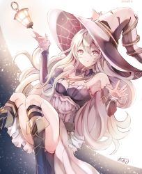 Rule 34 | 1girl, atoatto, corrin (female) (fire emblem), corrin (fire emblem), dress, fire emblem, fire emblem fates, hat, lantern, long hair, looking at viewer, nintendo, pointy ears, red eyes, smile, white hair, witch, witch hat