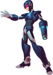 Rule 34 | 1boy, android, arm cannon, asashi-kami, male focus, mega man (series), x (mega man), mega man x (series), solo, transparent background, visor, weapon