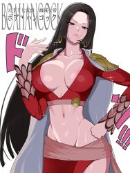 Rule 34 | 1girl, absurdres, boa hancock, breasts, character name, highres, large breasts, long hair, one piece, solo