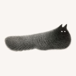 Rule 34 | animal, animal focus, cat, fluffy, from side, grey background, greyscale, kamwei fong, looking up, monochrome, no humans, original, simple background, solo