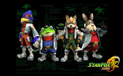 Rule 34 | 4boys, aircraft, airplane, arwing, black background, blue eyes, boots, copyright name, falco lombardi, fingerless gloves, fox mccloud, full body, furry, furry male, gloves, green eyes, hand up, hands on own hips, hat, headset, highres, jacket, looking at viewer, male focus, mecha, multiple boys, nintendo, official art, official wallpaper, open mouth, peppy hare, red eyes, robot, scouter, slippy toad, standing, star fox, star fox zero, wallpaper, wrench