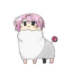 Rule 34 | 1girl, horns, komeiji satori, pink hair, sheep girl, sheep horns, solo, su----per cute, touhou, twumi, white background