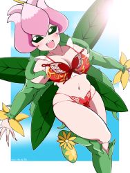 Rule 34 | 1girl, 2021, absurdres, alternate breast size, artist request, blue sky, boots, bra, breasts, dated, digimon, fairy, fairy wings, fingernails, flying, green eyes, green hair, highres, large breasts, lilimon, lingerie, long hair, looking at viewer, monster girl, nail polish, one-piece swimsuit, open mouth, panties, plant girl, shiny skin, side-tie panties, sky, swimsuit, underwear, wings