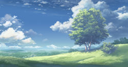 Rule 34 | blue sky, cloud, cloudy sky, commentary, day, english commentary, grass, hill, horizon, kenji gonzales, landscape, no humans, original, outdoors, scenery, sky, tree