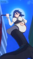 Rule 34 | 1girl, 3d, absurdres, bodysuit, boku no hero academia, breasts, foxyrenart, highres, large breasts, looking at viewer, midnight (boku no hero academia), pov, stepped on, thick thighs, thighs, whip