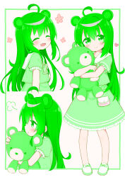 1girl animal_ears bear_ears bear_girl dress green_dress green_eyes green_hair original