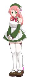 Rule 34 | 1girl, apron, beret, detached sleeves, dress, green dress, green eyes, hat, long hair, momone momo, pink hair, robot ears, saruyama ushirou, shoulder tattoo, tattoo, utau