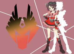 Rule 34 | 00s, 1girl, alternate color, alternate costume, alternate eye color, alternate hair color, bad id, bad pixiv id, bike shorts, black hair, brooch, brown eyes, crossover, cure rouge, dress, fingerless gloves, gloves, gradient hair, hair ornament, happy, jewelry, kamen rider, kamen rider ryuki, kamen rider ryuki (series), kneehighs, magical girl, multicolored hair, natsuki rin, open mouth, precure, red dress, red skirt, ribbon, shoes, short hair, shorts, shorts under skirt, skirt, smile, socks, solo, spiked hair, syu-ho2501, yes! precure 5