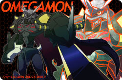 Rule 34 | 1other, cape, digimon, digimon (creature), omegamon zwart, other focus, solo, sword, weapon