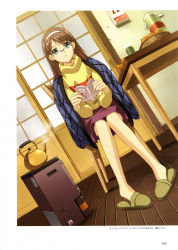 Rule 34 | book, brown hair, glasses, hairband, happoubi jin, highres, sitting, solo, sweater, sweet body