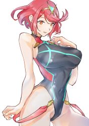 Rule 34 | 1girl, breasts, highres, large breasts, pyra (pro swimmer) (xenoblade), pyra (xenoblade), simple background, solo, ug333333, white background, xenoblade chronicles (series), xenoblade chronicles 2