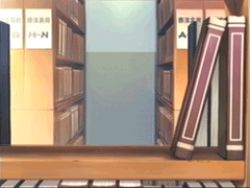 Rule 34 | 00s, 1girl, animated, animated gif, book, bookshelf, brown hair, checkit14, jumping, komaki manaka, library, lowres, solo, to heart (series), to heart 2
