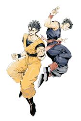 Rule 34 | black eyes, black hair, dragon ball, fighting stance, flying, happy, muscular, muscular male, smile, son gohan, tagme, ultimate gohan