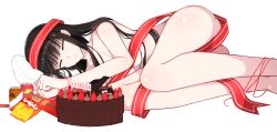 Rule 34 | 1girl, aquaplus, ass, birthday, birthday cake, black hair, bound, breasts, cake, can, chips (food), chocolate, chocolate cake, cleavage, closed eyes, collarbone, drink can, drooling, eyelashes, fetal position, food, fruit, full body, hair over breasts, hair over shoulder, highres, instrument, kurotsuki yukiko, large breasts, lips, long hair, lying, nose, nude, on side, parted lips, piano, piano keys, pillow, pocky, raised eyebrows, ribbon, ribbon bondage, sidelocks, sleeping, soda can, solo, strawberry, thick thighs, thighs, touma kazusa, variations, very long hair, white album, white album (series), white album 2