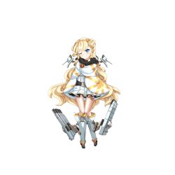 Rule 34 | 1girl, blonde hair, blouse, blue eyes, braid, frilled skirt, frills, full body, hand under clothes, knees together feet apart, long hair, looking at viewer, mole, mole under eye, official art, one eye closed, shirt, skirt, solo, thighs, transparent background, twin braids, venus (warship girls r), very long hair, warship girls r, wavy hair, white shirt