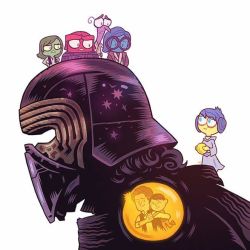 Rule 34 | anger (inside out), ben solo, black hair, company connection, cosplay, darth vader (cosplay), disgust (inside out), disney, dual persona, father and son, fear (inside out), han solo, han solo (cosplay), helmet, inside out, jedi, joy (inside out), jpeg artifacts, kylo ren, mask, parody, pixar, princess leia organa solo (cosplay), sadness (inside out), spoilers, star wars, aged down