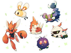 Rule 34 | animal, antennae, bad id, bad pixiv id, brown eyes, bug, caterpillar, claws, closed eyes, commentary request, creatures (company), cutiefly, flying, game freak, gen 1 pokemon, gen 2 pokemon, gen 3 pokemon, gen 4 pokemon, gen 5 pokemon, gen 7 pokemon, green eyes, larvesta, nao (naaa 195), nintendo, no humans, open mouth, pincers, pokemon, pokemon (creature), red eyes, scizor, scorpion, skorupi, smile, spikes, tongue, venonat, wurmple, yellow eyes