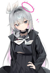 Rule 34 | 1girl, plana (blue archive), absurdres, black hairband, black jacket, black sailor collar, black serafuku, black shirt, black skirt, blue archive, braid, grey eyes, grey hair, hair over one eye, hair over shoulder, hair ribbon, hairband, halo, hand on own hip, highres, jacket, long hair, long sleeves, looking at viewer, multicolored hair, neckerchief, open clothes, open jacket, pink hair, pleated skirt, ribbon, sailor collar, school uniform, serafuku, shirt, simple background, single braid, skirt, solo, sugar (dndi888), two-tone hair, very long hair, white background, white neckerchief, white ribbon
