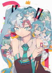 Rule 34 | + +, 1girl, absurdres, arm tattoo, black sleeves, blue eyes, blue hair, blue necktie, closed mouth, collared shirt, commentary, detached sleeves, double exposure, english commentary, hatsune miku, highres, light smile, long hair, necktie, senbon-zakura (vocaloid), shirt, simple background, sleeveless, sleeveless shirt, solo, suna no wakusei (vocaloid), taowu (20809), tattoo, twintails, upper body, vocaloid, white background, white shirt