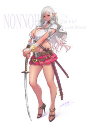 Rule 34 | 1girl, breasts, dark-skinned female, dark skin, large breasts, long hair, solo, sword, tatsunami youtoku, weapon